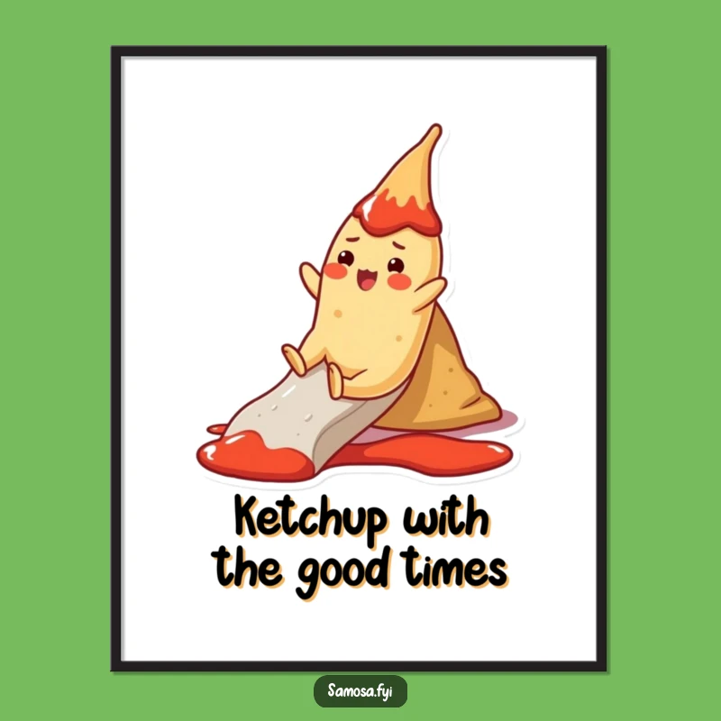 Free Printable Wall Art: Samosa Ketchup Slide, Joyful & Funny Downloadable Decor!