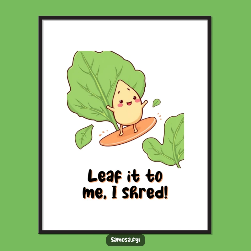 Free Printable Wall Art: Surfing Samosa Adventure Funny Downloadable Art Gift