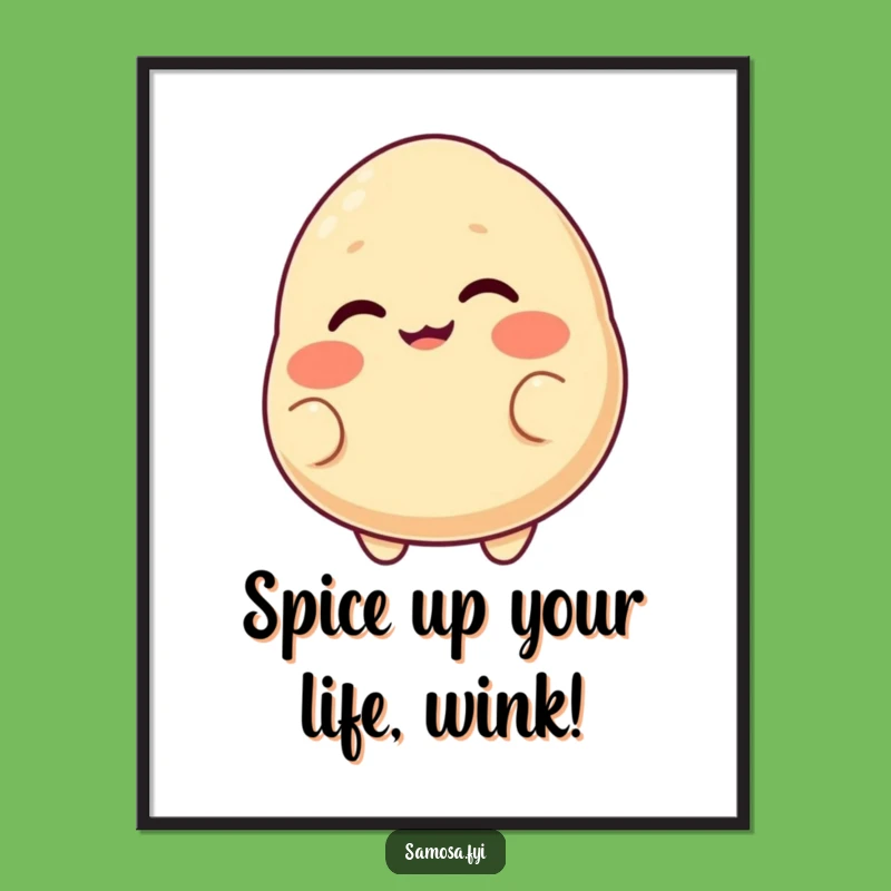 Free Printable Wall Art: Cheeky Samosa Wink Funny Downloadable Art Gift