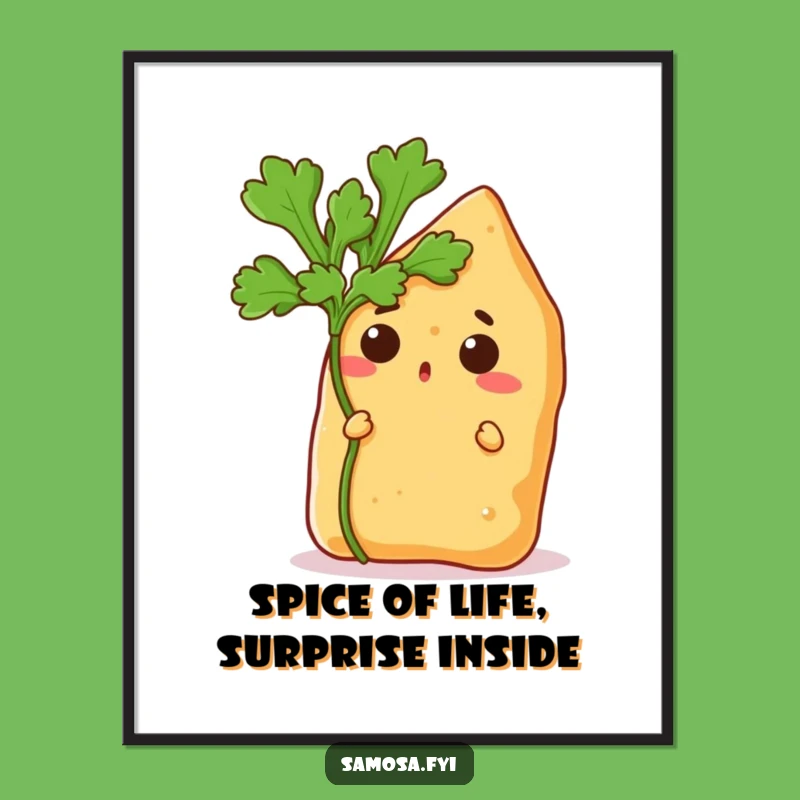 Surprised Samosa Art Free Printable: Funny Snack Downloadable Wall Decor