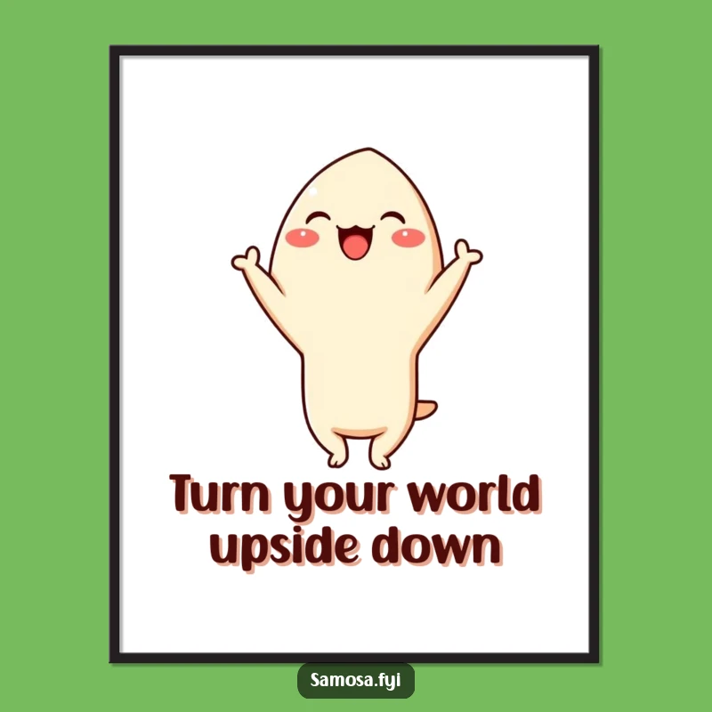 Funny Free Printable Wall Art: Giggling Samosa Headstand Downloadable Decor