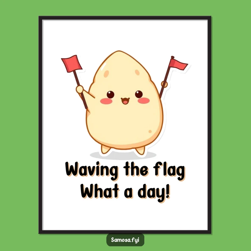 Funny Free Printable Samosa Wall Art: Waving Flag Downloadable Decor for a Cheerful Home