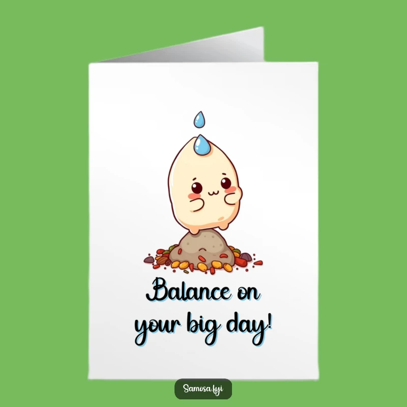 Free Printable Samosa Birthday Card: Funny Balancing Character Downloadable Gift