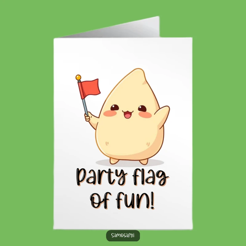 Free Printable Birthday Card: Samosa Flag Waving Funny Downloadable Gift