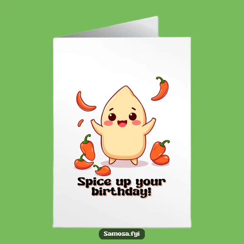 Free Printable Birthday Card: Samosa Juggling Chilis Funny Gift