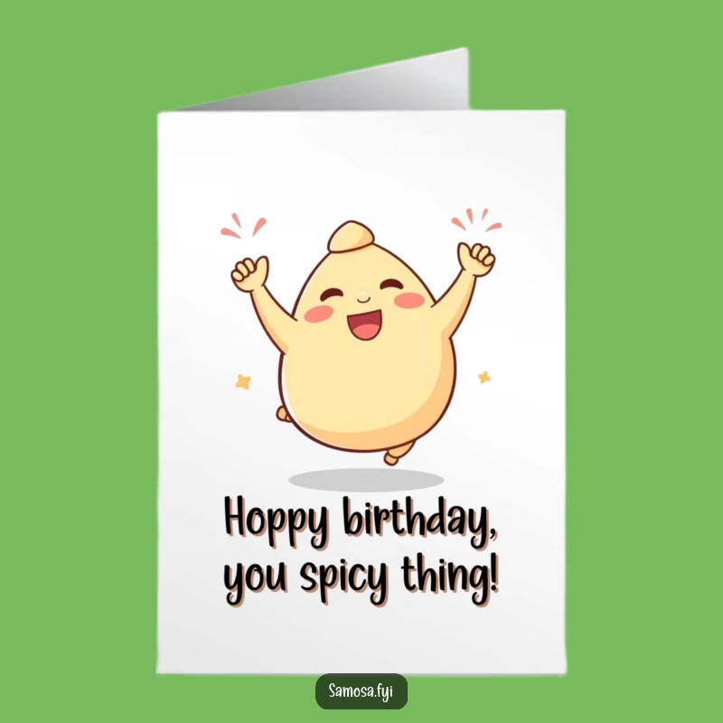 Free Printable Birthday Card: Samosa's Victory Hop, Funny Downloadable Gift