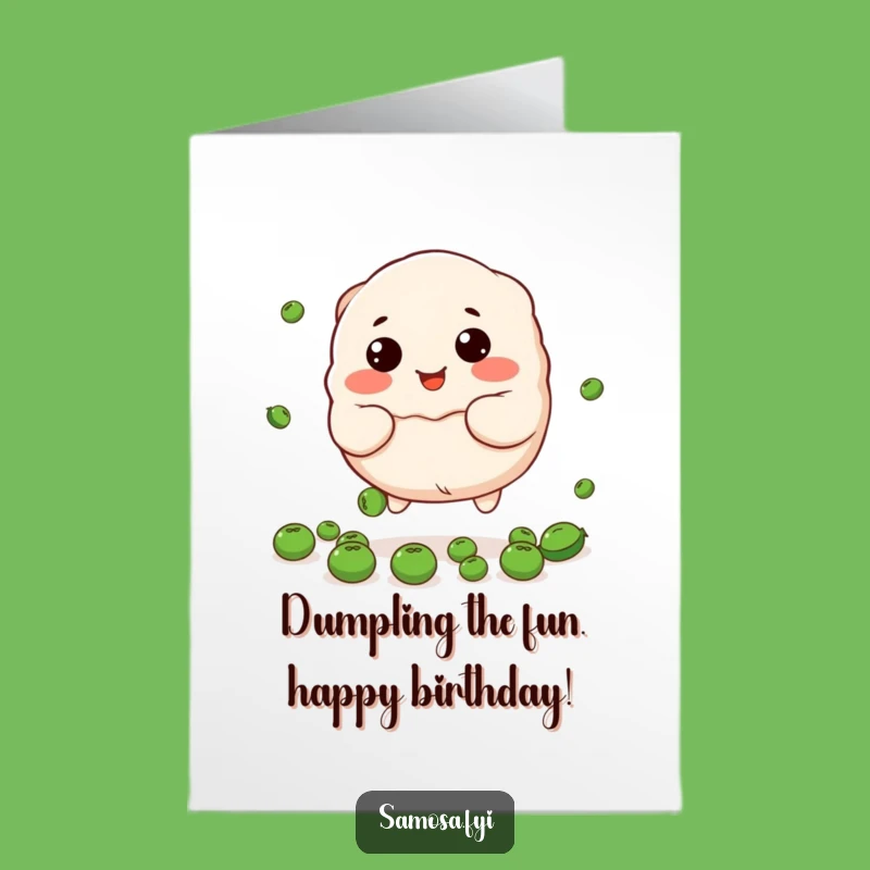 Free Printable Dumpling Birthday Card: Catching Peas Fun, Downloadable Gift