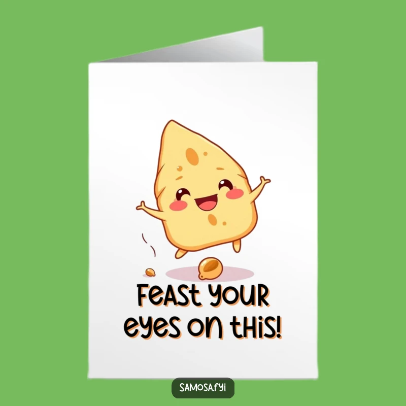 Free Printable Funny Birthday Card: Samosa Dodging Chickpea - LOL Downloadable Gift