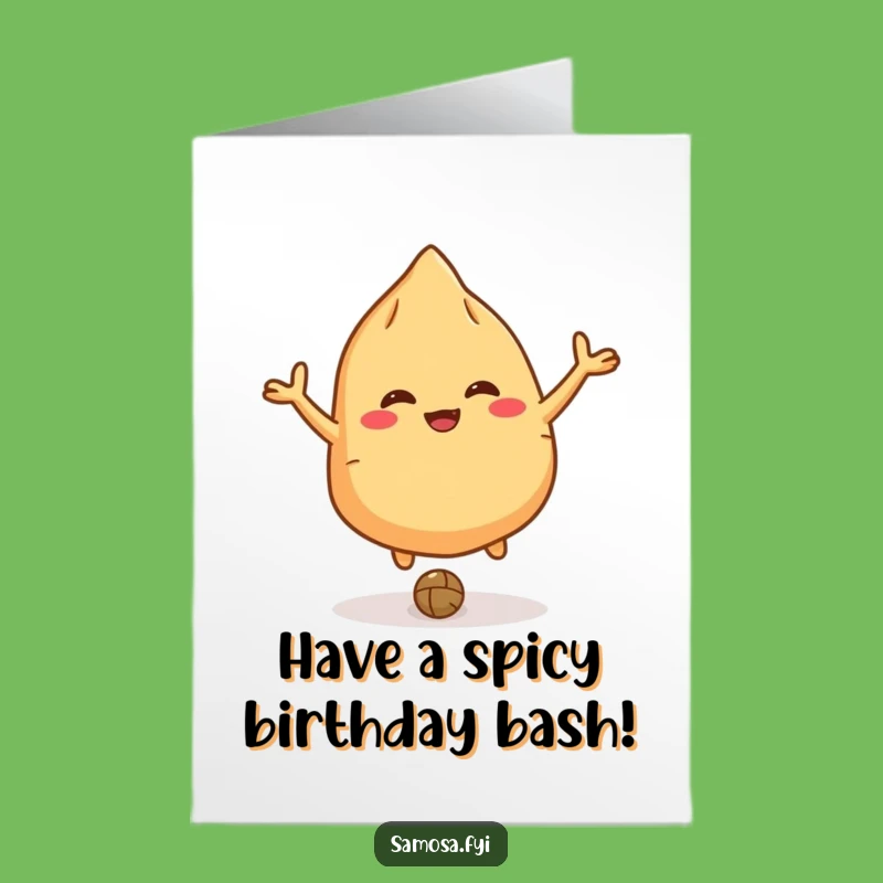 Free Printable Samosa Birthday Card: Bouncing Treat, Funny Downloadable Gift for a Happy Celebration