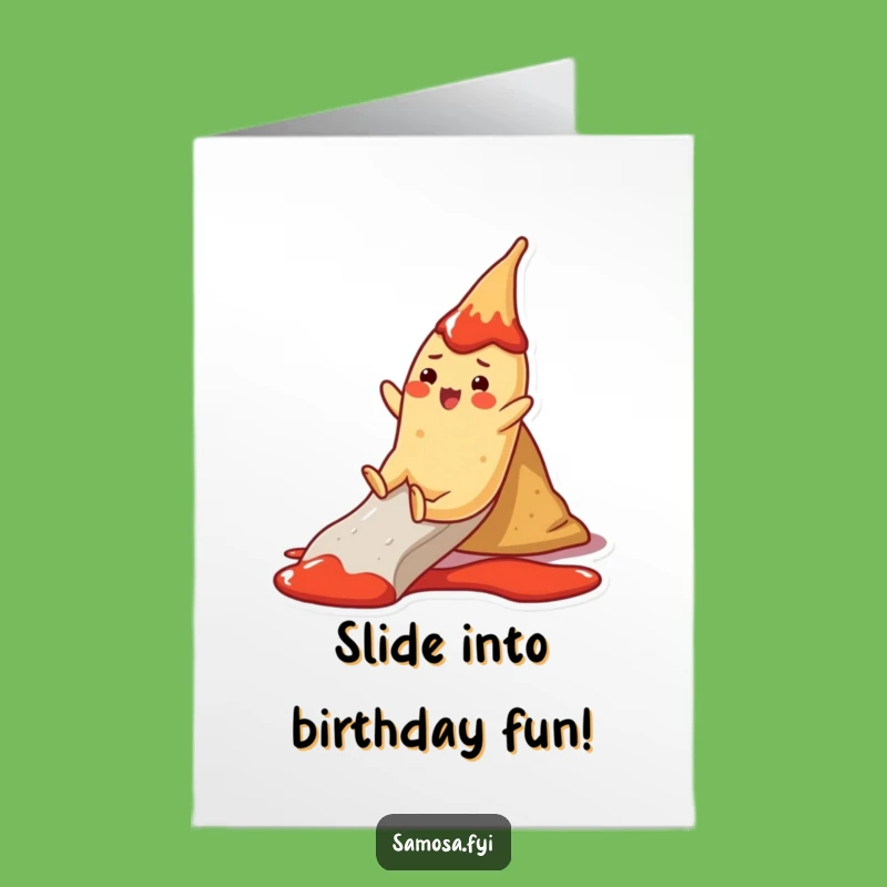 Free Printable Birthday Card: Fun Samosa Ketchup Slide, Hilarious Downloadable Gift!