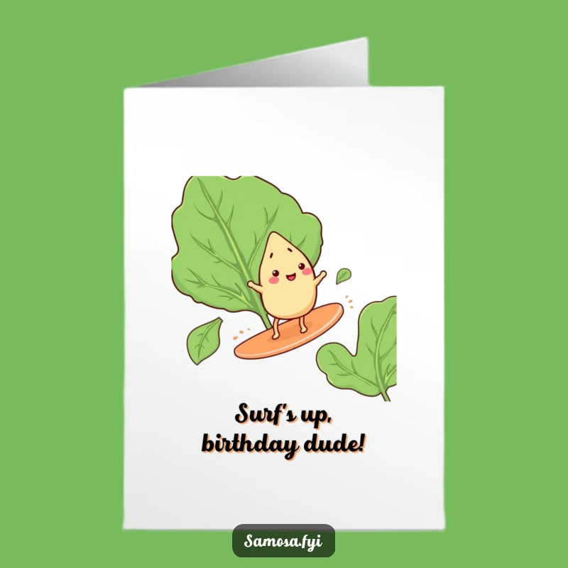 Free Printable Birthday Card: Surfing Samosa Funny Downloadable Gift