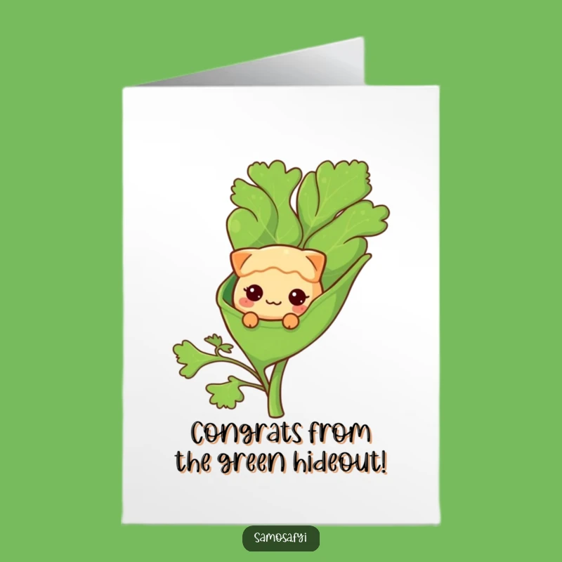 Free Printable Congrats Card: Shy Samosa, Charming Downloadable Gift for Celebrations!