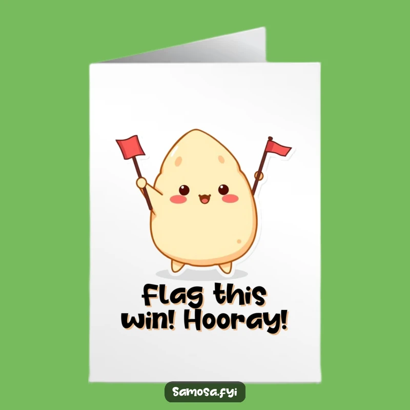 Free Printable Samosa Congrats Card: Funny Waving Flag Downloadable for Any Achievement