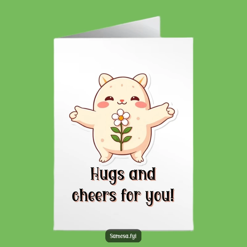Free Printable Congrats Card: Samosa Hugs Flower Funny Downloadable Gift
