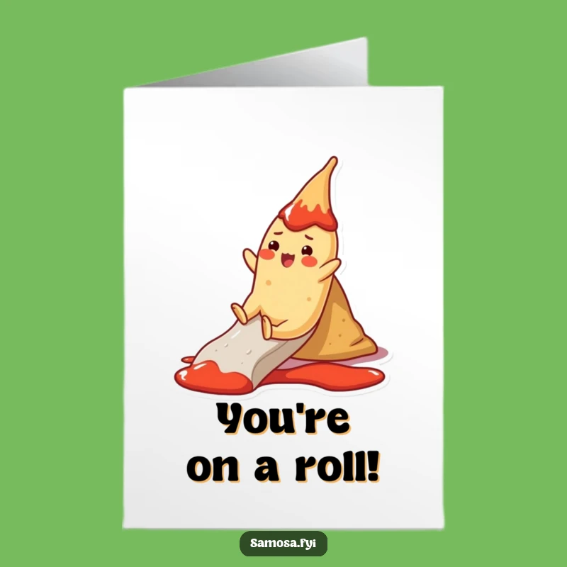 Free Printable Congrats Card: Samosa Ketchup Slide, Joyful Downloadable Gift!