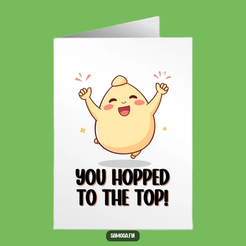 Free Printable Congrats Card: Samosa's Winning Jump, Funny Downloadable Gift