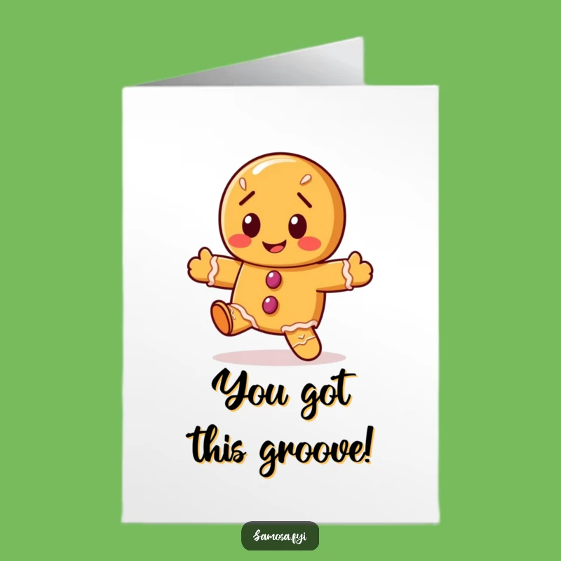 Free Printable Gingerbread Cookie Congrats Card: Wobbly Dance, Downloadable Celebration Gift