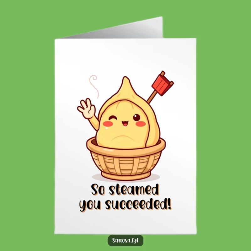Free Printable Samosa Congrats Card: Funny Steaming Character Downloadable Gift