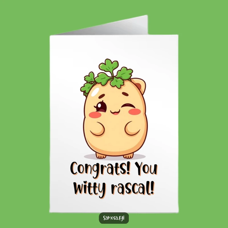 Mischievous Samosa Free Printable Congrats Card, Fun Downloadable Gift for Clever Wins