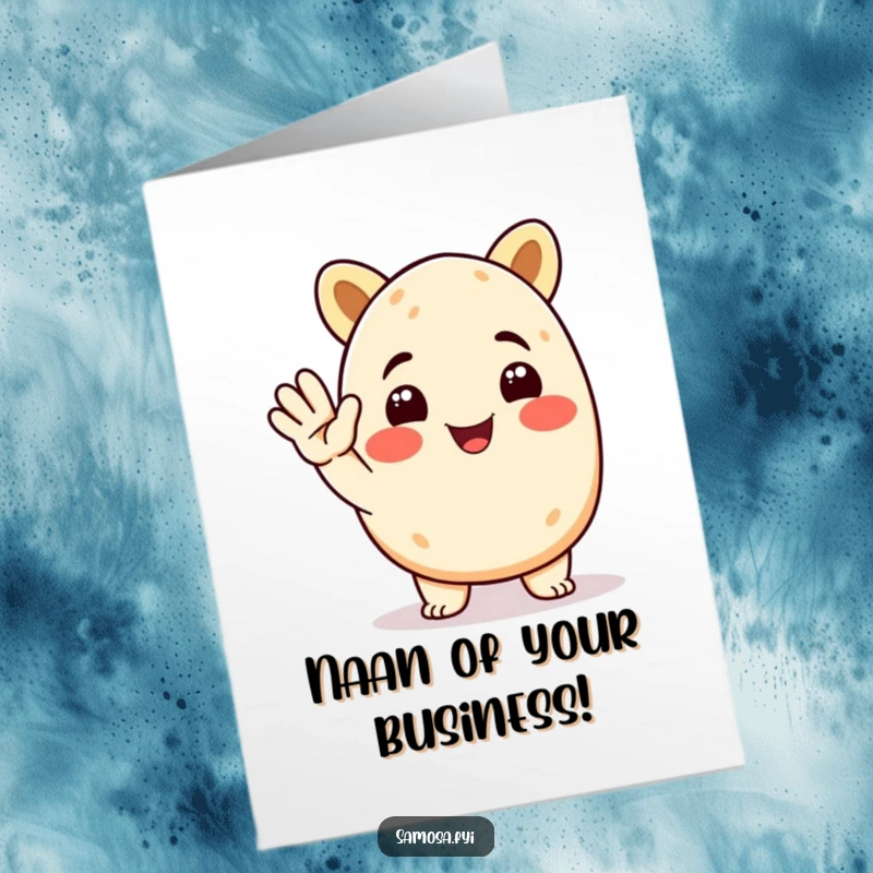 Funny Free Printable Congratulations Card: Smiling samosa character salutes enthusiastically for a great achievement.