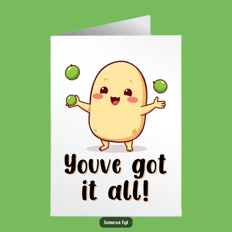 Samosa Juggling Card: Free Printable Congratulations for Triumphant Moments