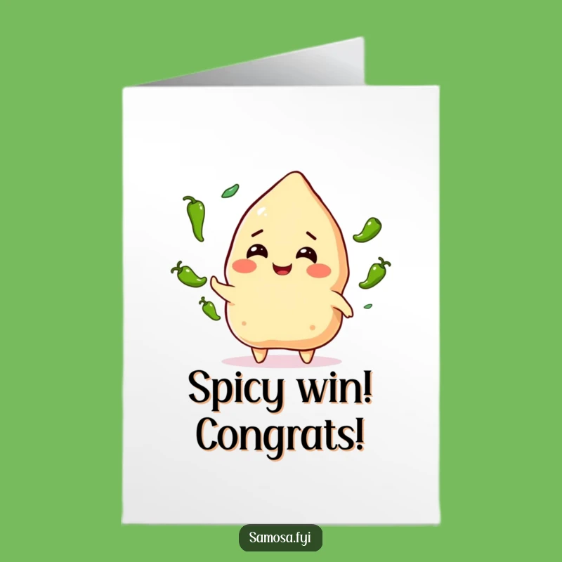 Free Printable Congrats Card: Samosa Juggling Chilies Funny Downloadable Gift