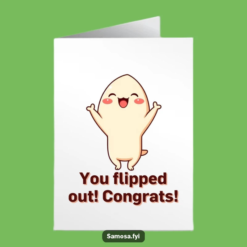 Free Printable Congrats Card: Giggling Samosa Headstand Funny Downloadable Gift