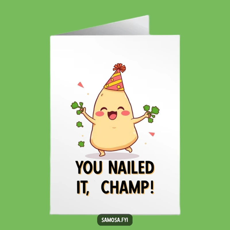 Free Printable Funny Congrats Card: Juggling Samosa's Trip - Hilarious Downloadable Gift