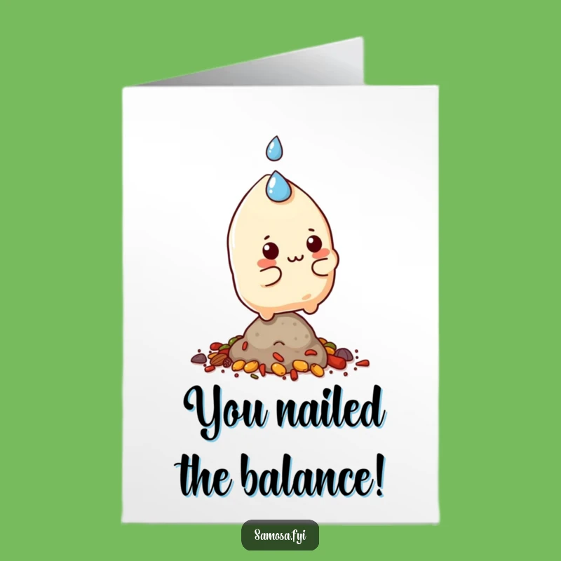 Free Printable Samosa Congrats Card: Funny Balancing Character Downloadable Gift