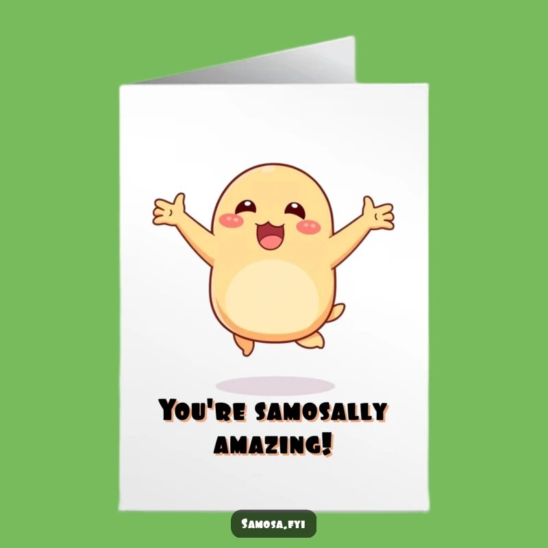 Free Printable Congratulations Card: Excited Samosa Hopping Downloadable Gift