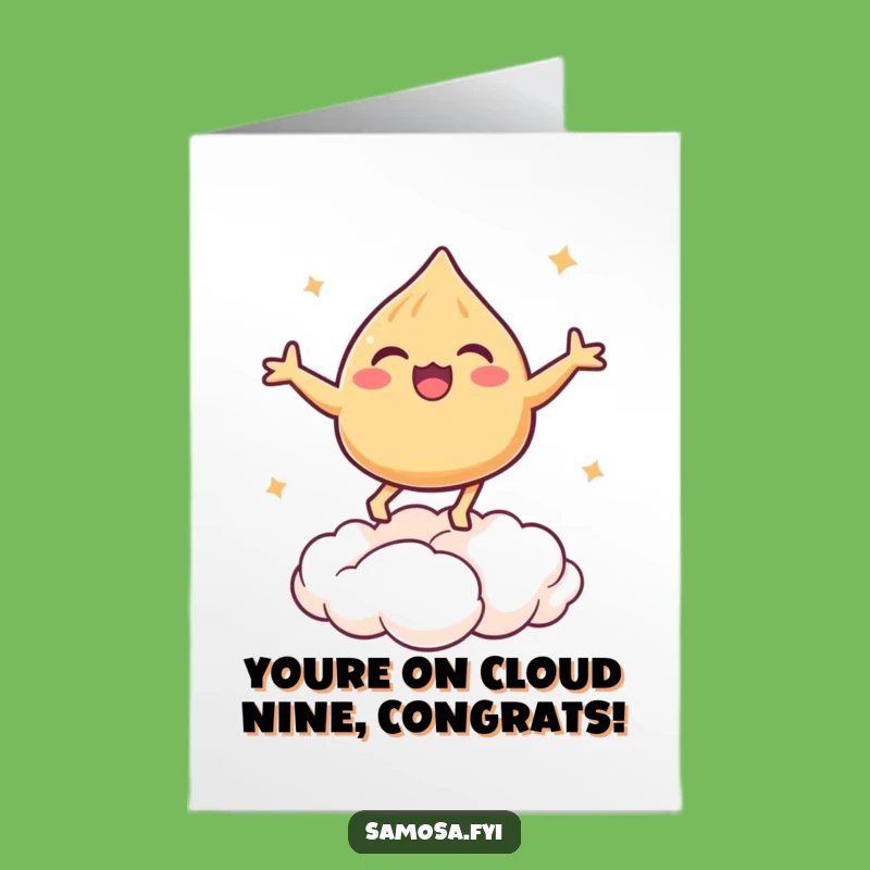 Free Printable Congrats Card: Bouncing Samosa on Cloud Nine, a Funny Downloadable Gift!