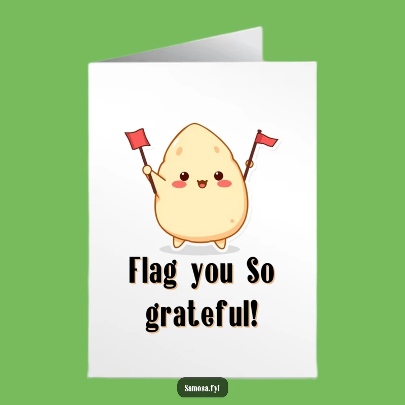 Free Printable Samosa Thank You Card: Funny Waving Flag Downloadable Gift of Gratitude