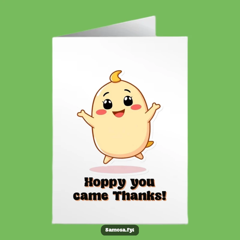 Free Printable Samosa Thank You Card: Funny Hopping Grin Downloadable Gratitude Gift