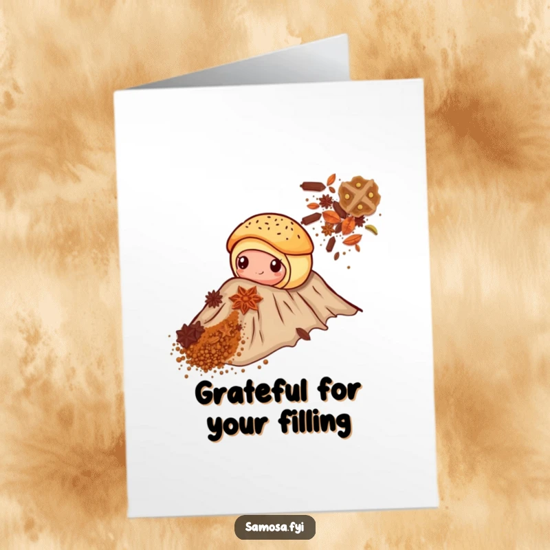 Funny Free Printable Thank You Card: Pastry bravely climbing spice mountain, expressing thanks with humor, DIY download.