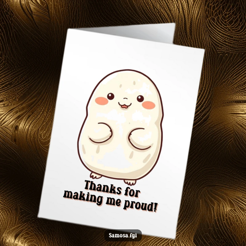 Funny Free Printable Thank You Card: A samosa proudly puffing out its chest, conveying a deep sense of pride and sincere gratitude.