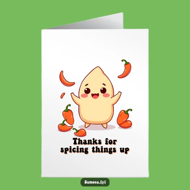 Free Printable Thank You Card: Samosa Juggling Chilis Downloadable Gift