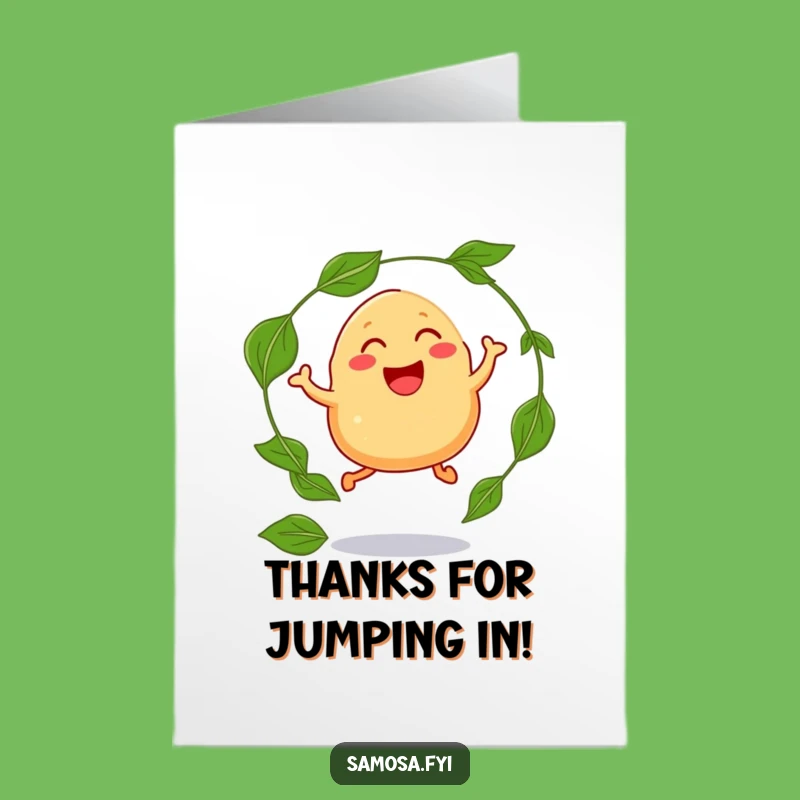 Free Printable Thank You Card: Samosa Jump Thanks Funny Downloadable Gift