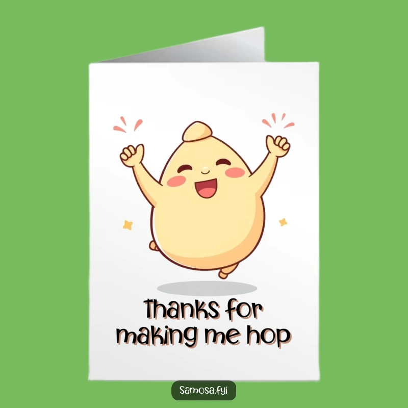 Free Printable Thank You Card: Samosa's Grateful Hop, Funny Downloadable Gift