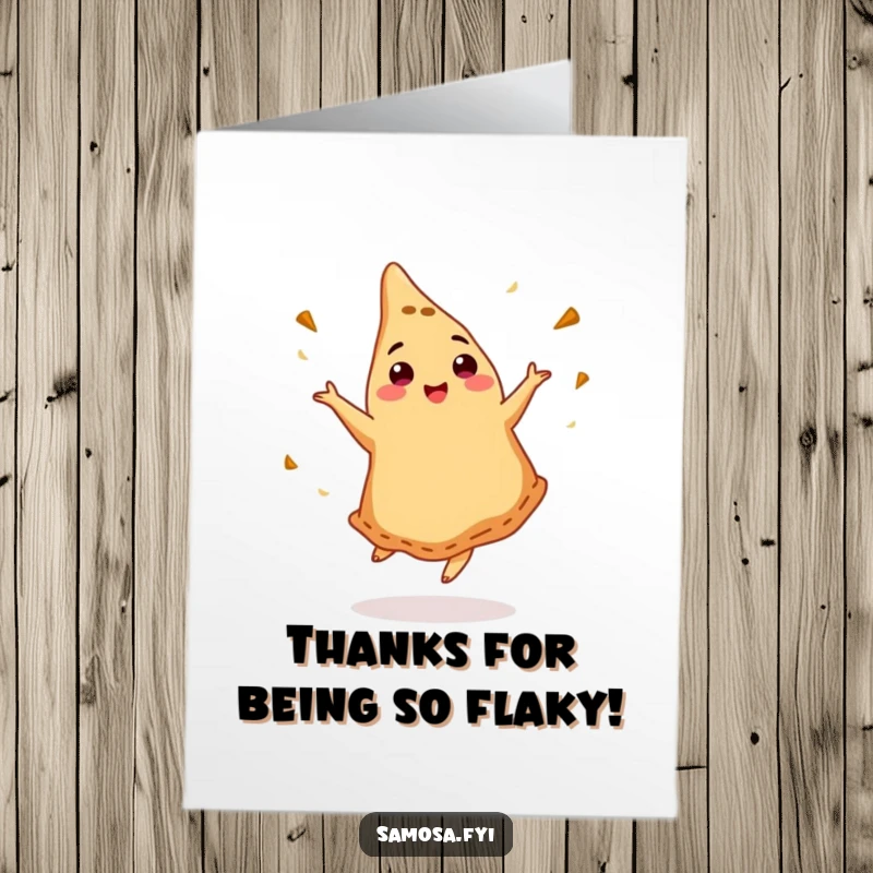 Funny Free Printable Thank You Card: Samosa bustin' a move with cumin, saying thanks in the most delicious way.