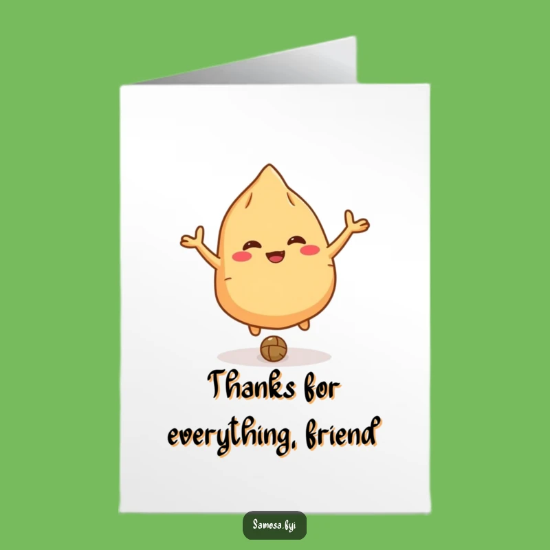 Free Printable Samosa Thank You Card: Bouncing Treat Shows Gratitude, Funny Downloadable Gift