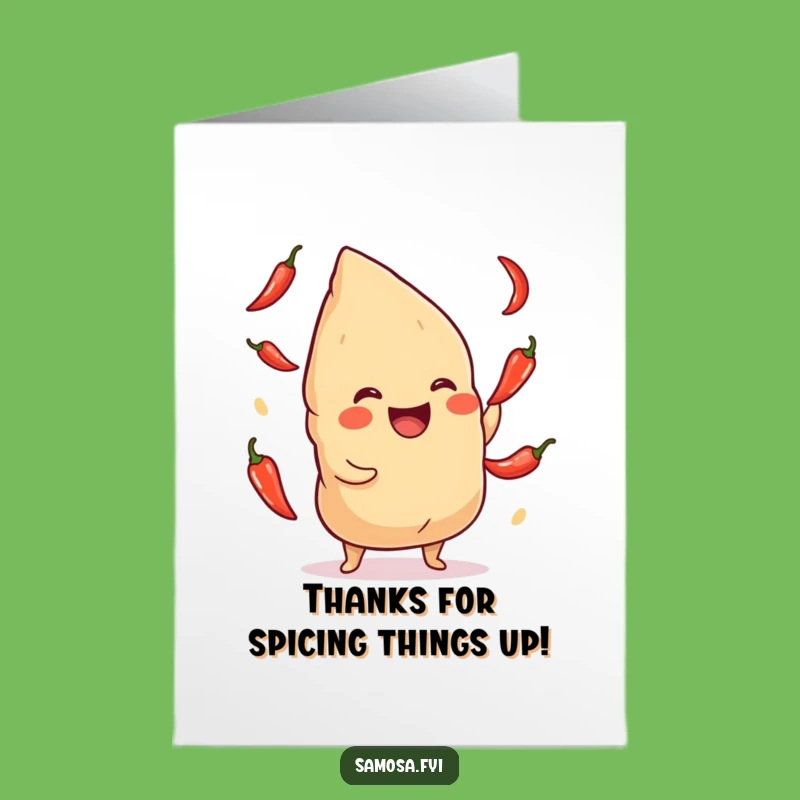 Free Printable Thank You Card: Juggling Samosa - Funny Downloadable Appreciation with Flair!