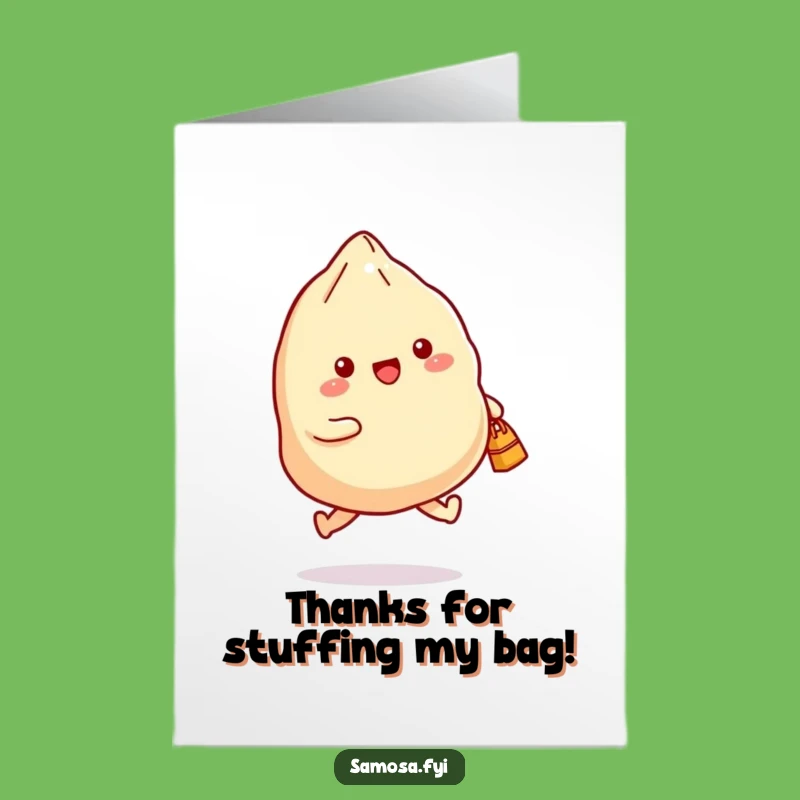 Free Printable Thank You Card: Samosa's Cheerful Skip - Funny Downloadable Gratitude