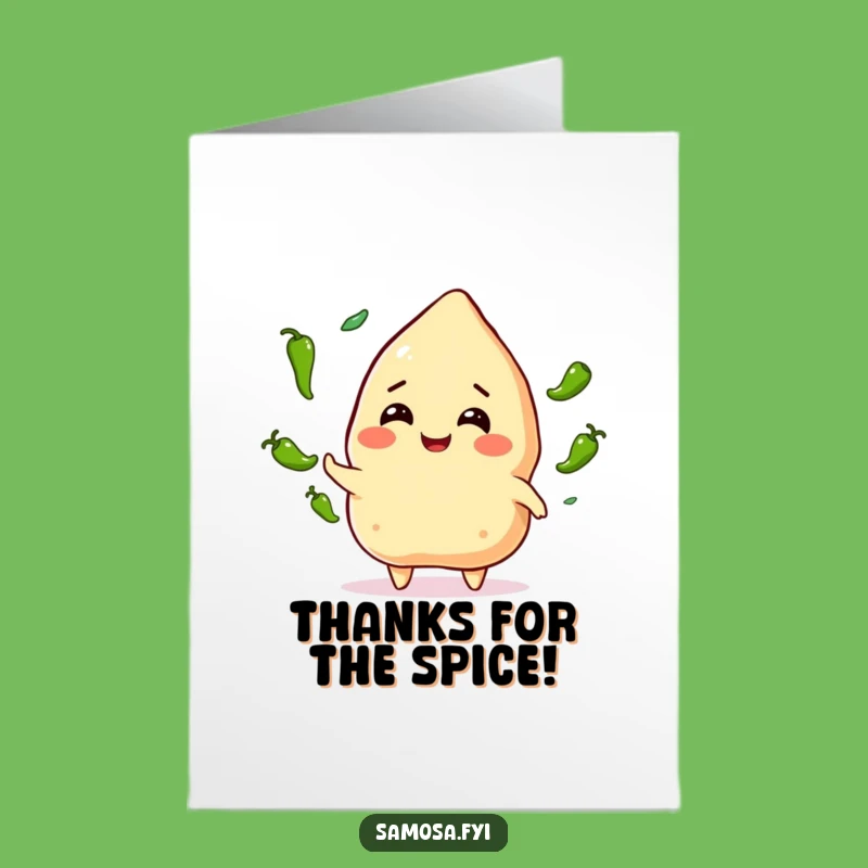 Free Printable Thank You Card: Samosa Juggling Chilies Funny Downloadable Gift