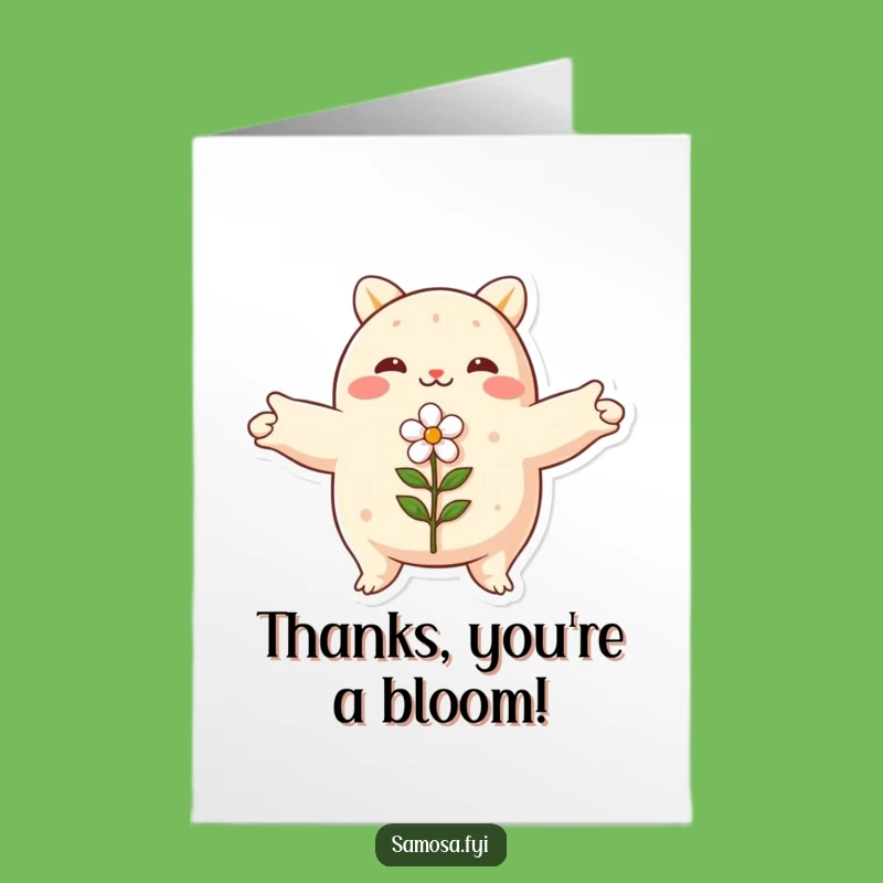 Free Printable Thank You Card: Samosa Flower Embrace Funny Downloadable Gift