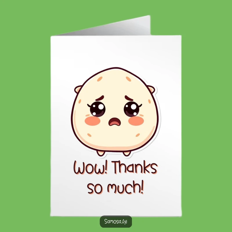 Free Printable Thank You Card: Startled Samosa Surprise Funny Downloadable Gift