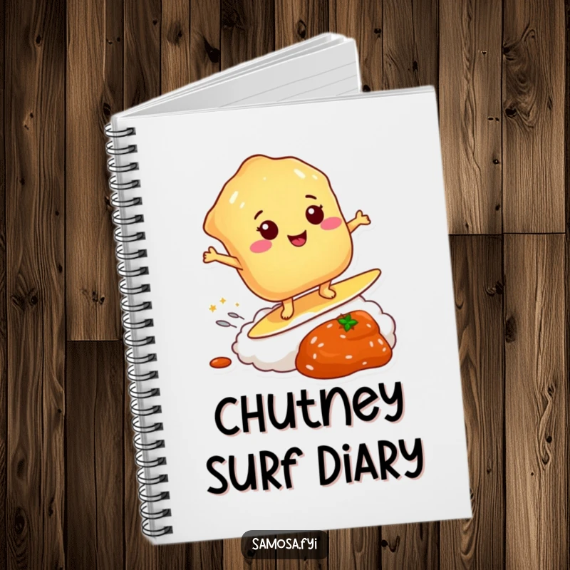 Funny notebook with a pastry surfing chutney, perfect for jotting down ideas with a humorous and adventurous flair.