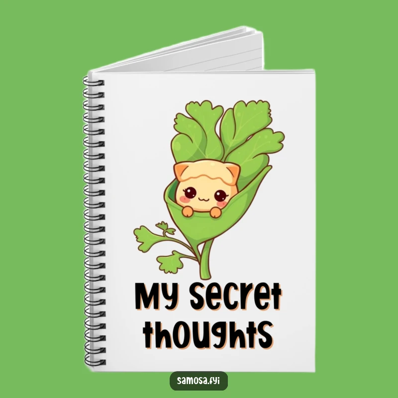 Funny Shy Samosa Coriander Leaf Notebook - Jot Down Sweet Thoughts!