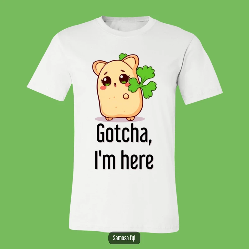 Funny Surprised Samosa Coriander T-Shirt - Comical Hidden Snack Apparel