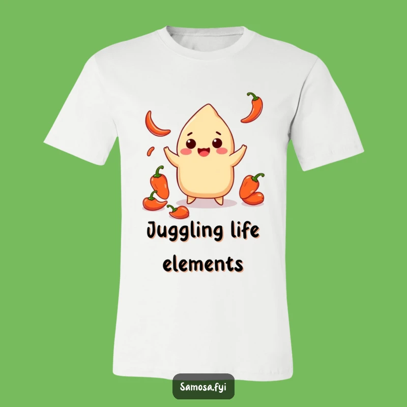 Funny Smiling Samosa Chili Tee: Juggling Hot Fun, Ideal Gift for Spice Enthusiasts