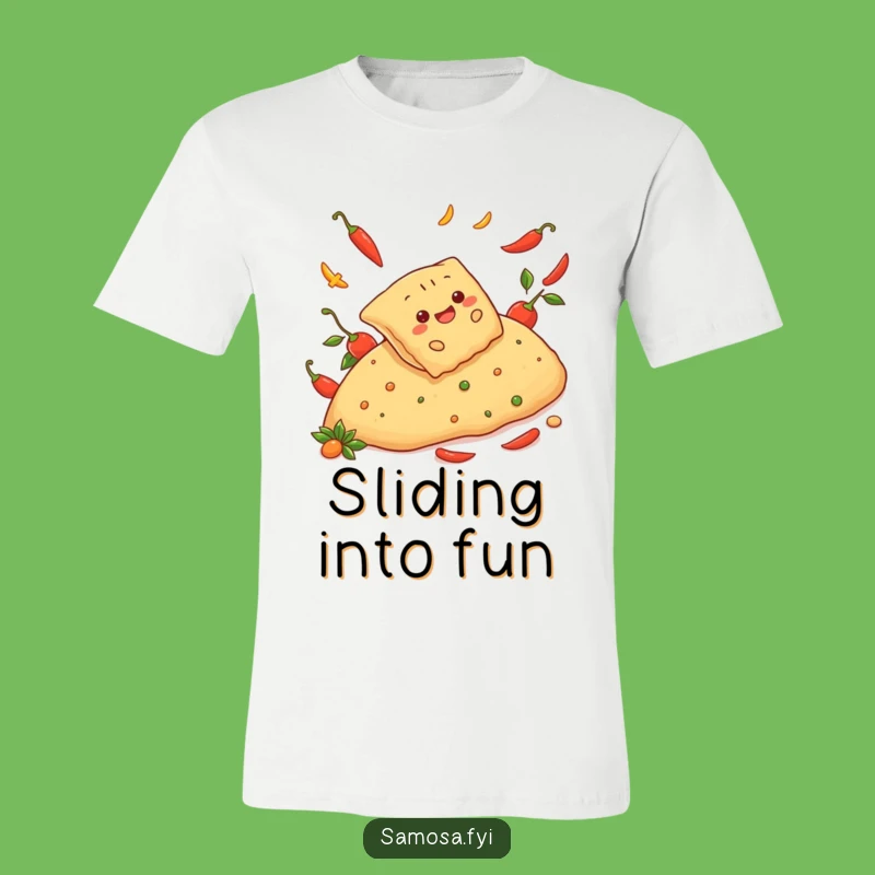 Funny Cheerful Samosa Pepper Slide Tee: Adventure & Humor, Ideal Gift for Thrill-Seekers